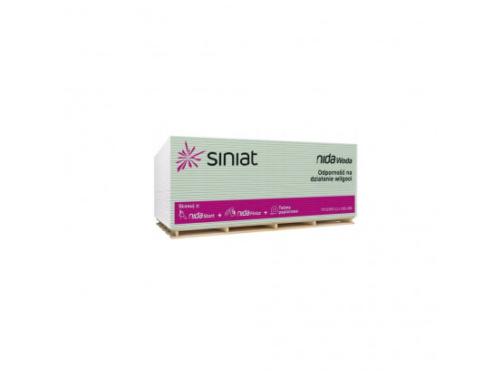 Гіпсокартон вологостійкий NIDA WATER (стіновий), 12.5x1200x2600 мм