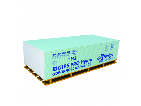 Гіпсокартон вологостійкий Rigips PRO Hydro (стіновий), 12.5x1200x2500 мм