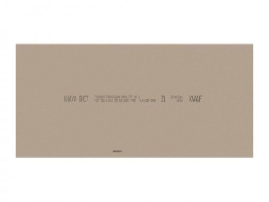 Гіпсокартон звичайний Knauf (стіновий), 12.5x1200x2500 мм
