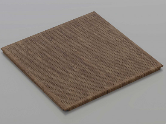 Перфорована металева касета (Темне дерево), кромка — Board, 595x595 мм