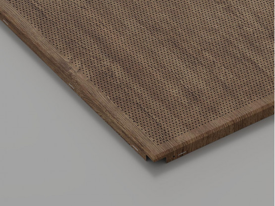 Перфорована металева касета (Темне дерево), кромка — Clip-In, 600x600 мм