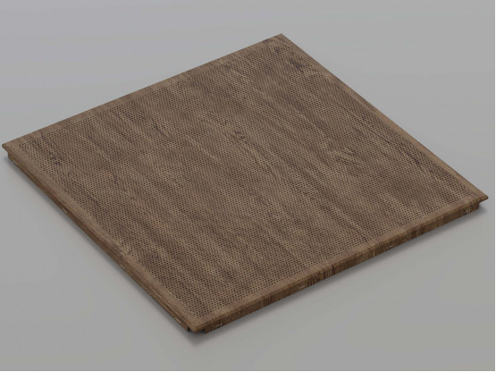 Перфорована металева касета (Темне дерево), кромка — Clip-In, 600x600 мм