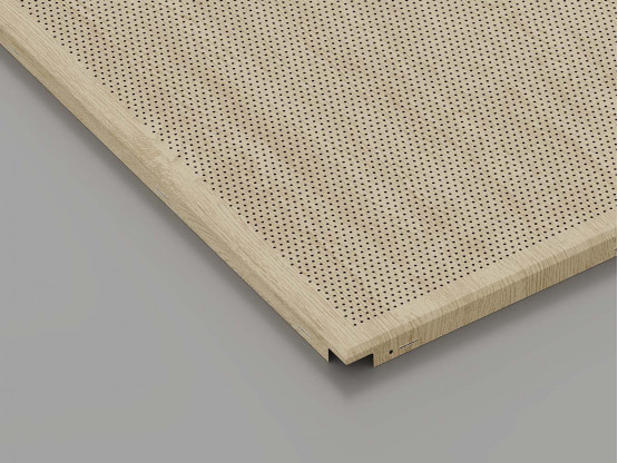 Перфорована металева касета (Світле дерево), кромка — Clip-In, 600x600 мм