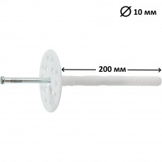 Дюбель фасадний парасолька з металевим стрижнем для теплоізоляції 10x200 мм, 10 шт
