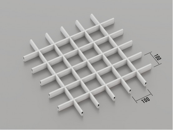 Стеля ГРИЛЬЯТО 100x100 мм класичне GL в модульну систему RAL 9003, білий