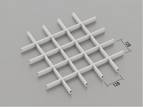 Стеля ГРИЛЬЯТО 120x120 мм класичне GL в модульну систему RAL 9003, білий