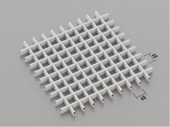 Стеля ГРИЛЬЯТО 60x60 мм класичне GL в модульну систему RAL 9003, білий