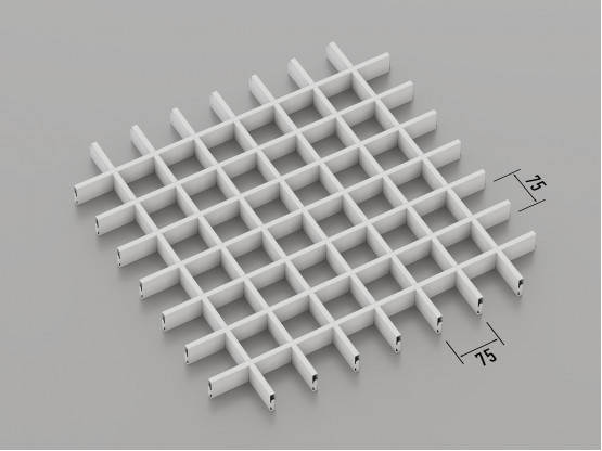 Стеля ГРИЛЬЯТО 75x75 мм класичне GL в модульну систему RAL 9003, білий