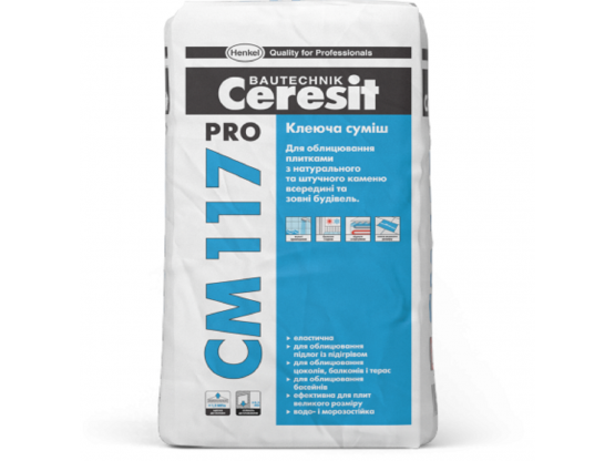 Клеюча суміш для натурального і штучного каменю CM 117 Pro 27кг