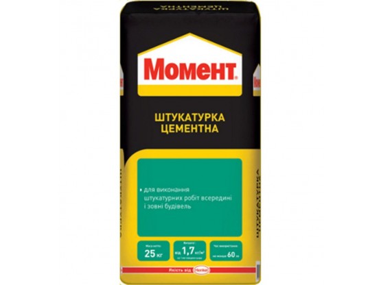 Штукатурка цементна (до 20 мм) Момент 25кг